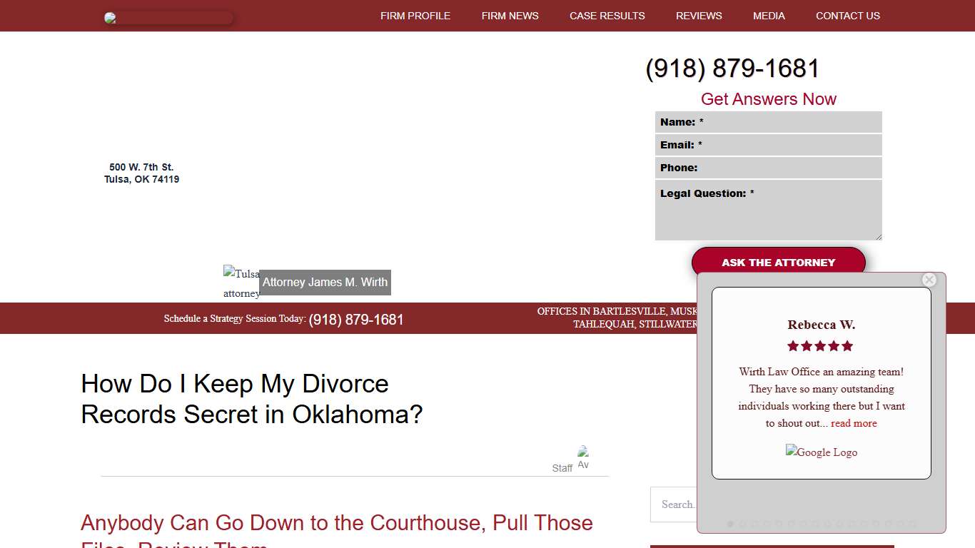 How Do I Keep My Divorce Records Secret in Oklahoma? - Wirth Law Office - Tulsa