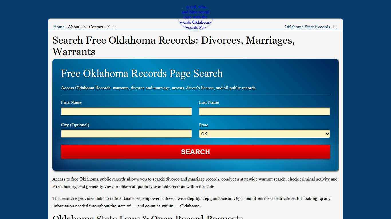 Search Free Oklahoma Records: Divorces, Marriages, Warrants