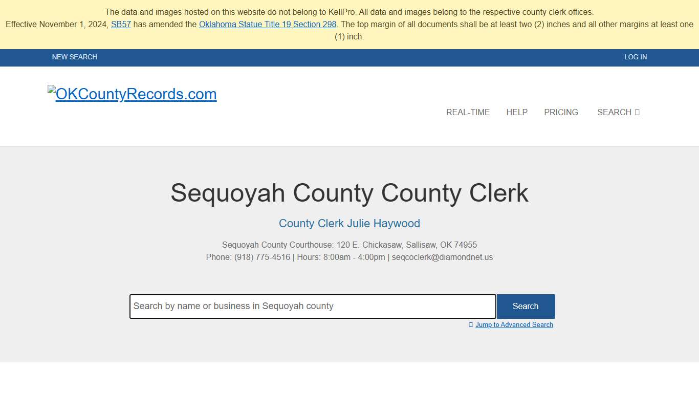 Sequoyah County | OKCountyRecords.com | County Clerk Public Land Records for Oklahoma