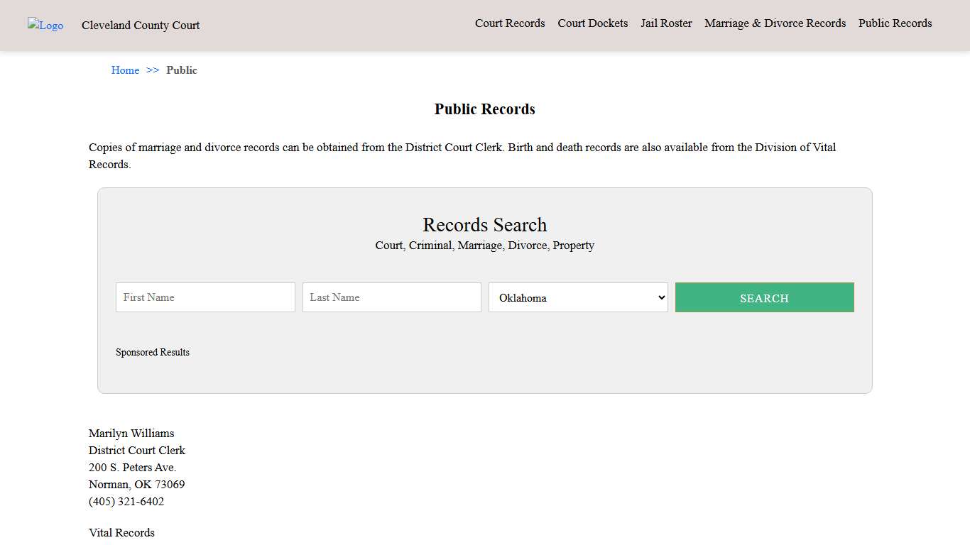 Public Records | Cleveland County Court